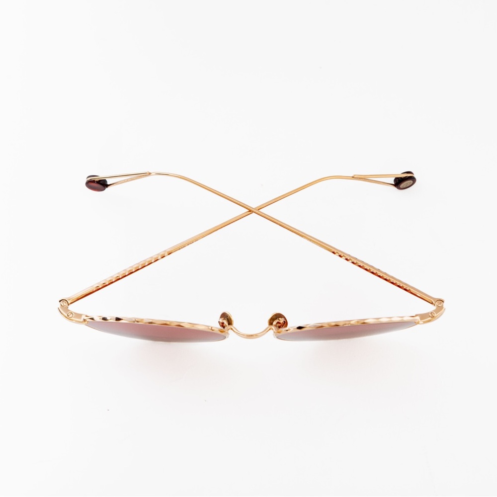 SOLD - AHLEM Place des Alpes Champagne Gold Cat Eye Sunglasses — Rosy Brwn Lens - Picture 11 of 15